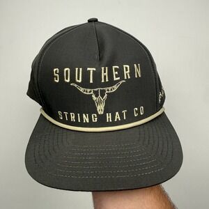 Southern String Hat Co Hat Cap Snap Back One Size Gray Western Skull Logo Mens